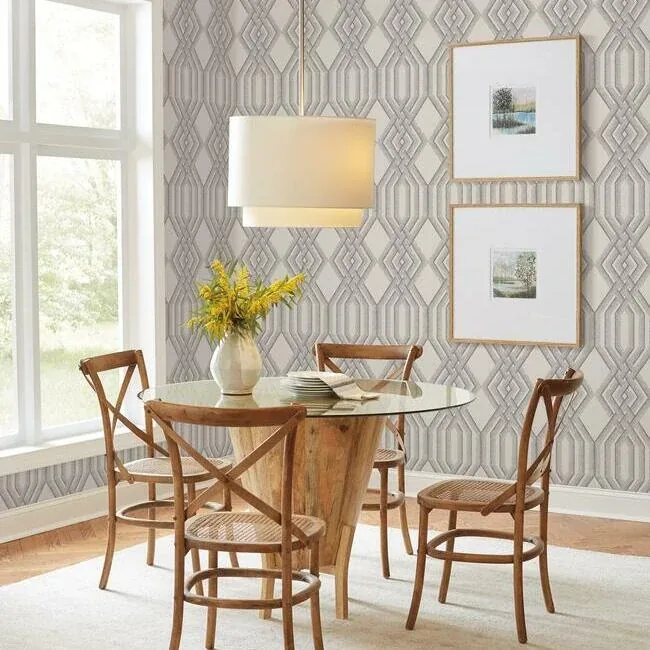 York Wallcoverings Etched Lattice Grey Wallpaper - SKU TL1911