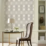 York Wallcoverings Etched Lattice Grey Wallpaper - SKU TL1911