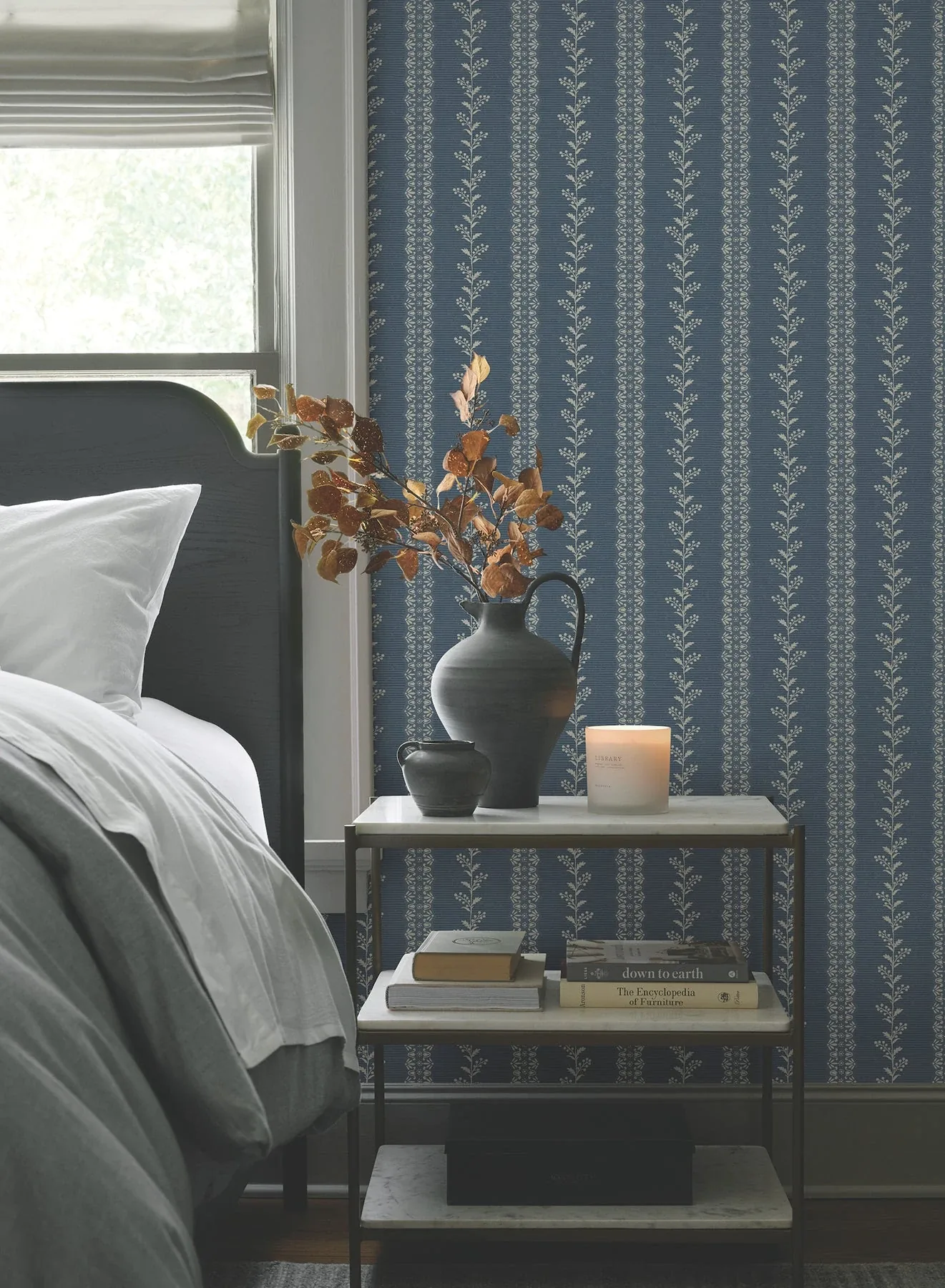 York Wallcoverings Everleigh Navy Wallpaper - SKU MF4766