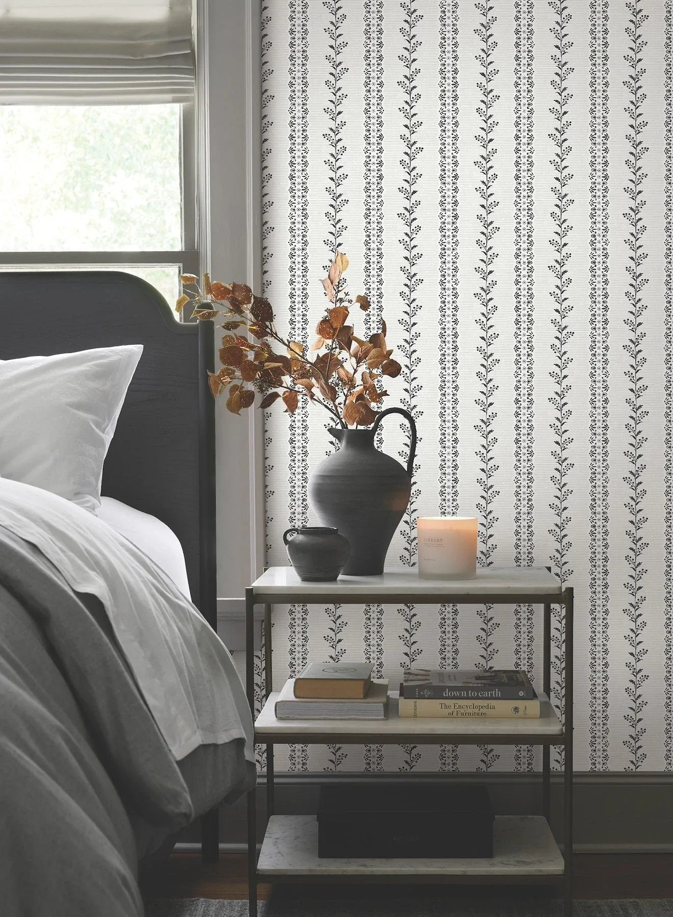 York Wallcoverings Everleigh White & Black Wallpaper - SKU MF4761