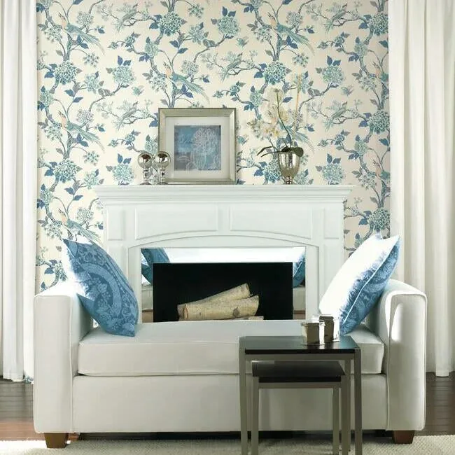 York Wallcoverings Fanciful Blue & White Wallpaper - SKU AF1900
