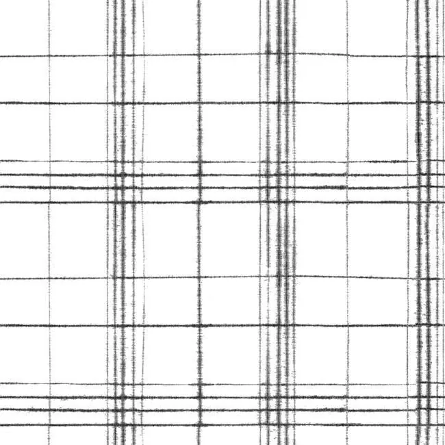York Wallcoverings Farmhouse Plaid Black & White Wallpaper - SKU FH4016
