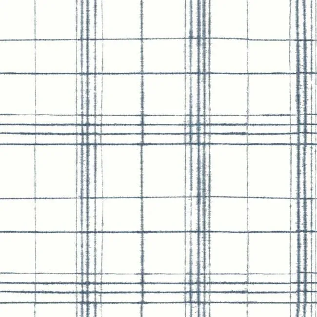 FH4017 | Farmhouse Plaid Navy & White Wallpaper