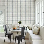 York Wallcoverings Farmhouse Plaid Navy & White Wallpaper - SKU FH4017