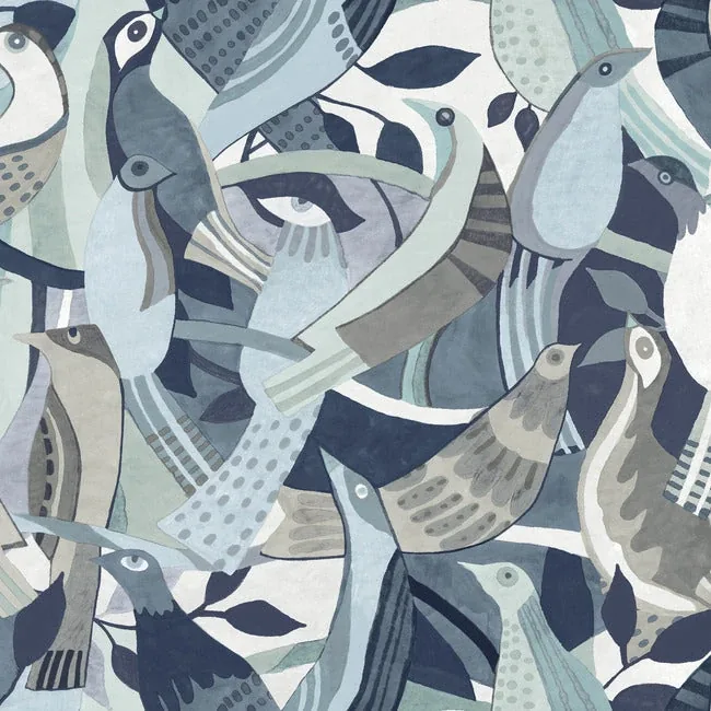 York Wallcoverings Fauvist Flock Blue Wallpaper - SKU AG2015