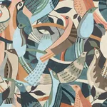 York Wallcoverings Fauvist Flock Coral & Aqua Wallpaper - SKU AG2016