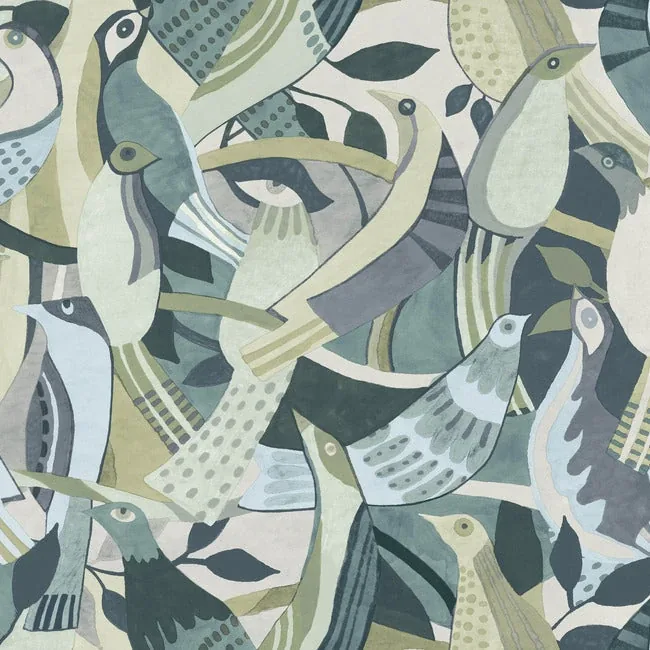 AG2017 | Fauvist Flock Green Wallpaper