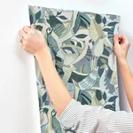York Wallcoverings Fauvist Flock Green Wallpaper - SKU AG2017