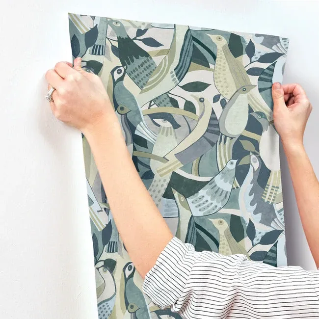 York Wallcoverings Fauvist Flock Green Wallpaper - SKU AG2017