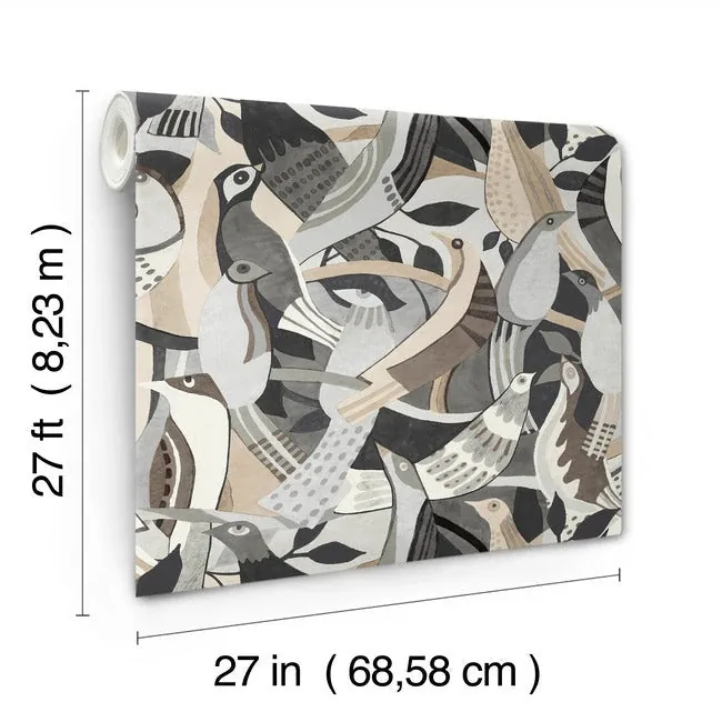 York Wallcoverings Fauvist Flock Neutral Wallpaper - SKU AG2018