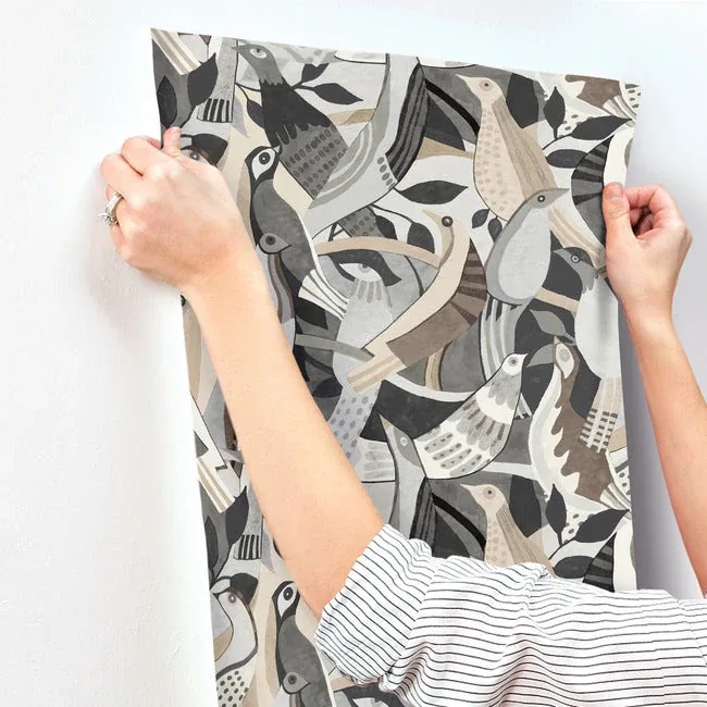 York Wallcoverings Fauvist Flock Neutral Wallpaper - SKU AG2018