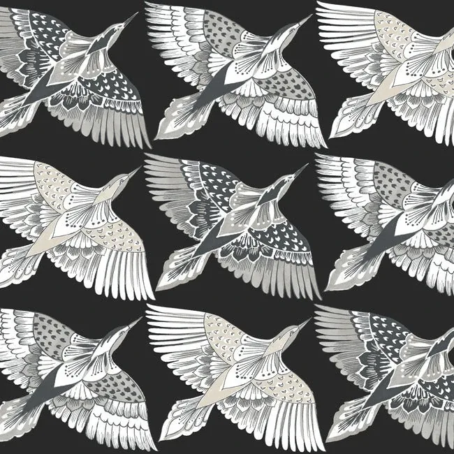 York Wallcoverings Feather Flight Black Peel & Stick Wallpaper - SKU PSW1351RL