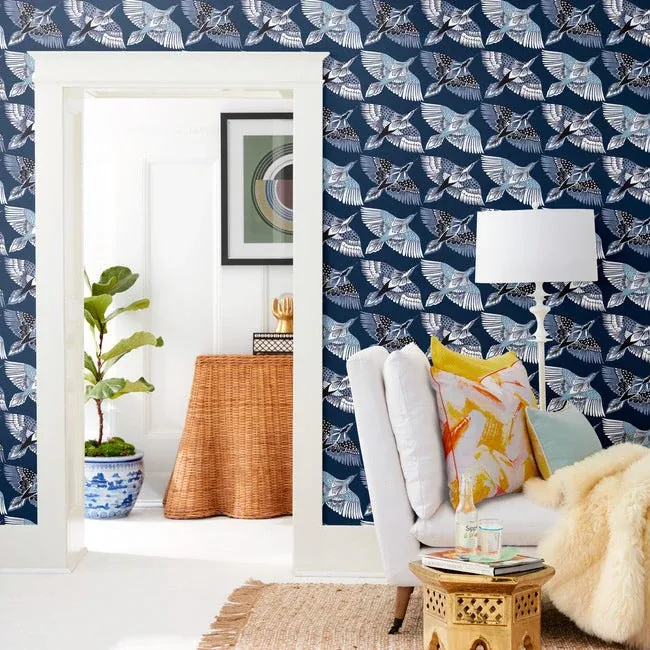 York Wallcoverings Feather Flight Blue Peel & Stick Wallpaper - SKU PSW1352RL