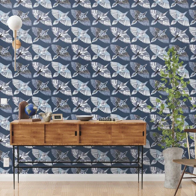 York Wallcoverings Feather Flight Blue Peel & Stick Wallpaper - SKU PSW1352RL