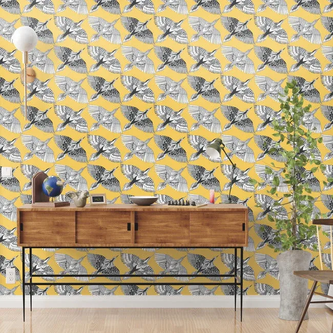 York Wallcoverings Feather Flight Yellow Peel & Stick Wallpaper - SKU PSW1350RL