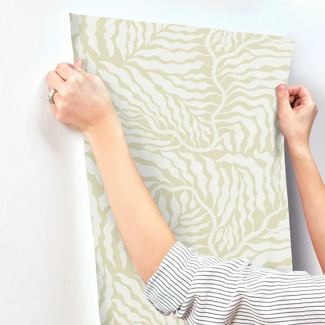 York Wallcoverings Fern Fronds Light Green & White Wallpaper - SKU AG2065