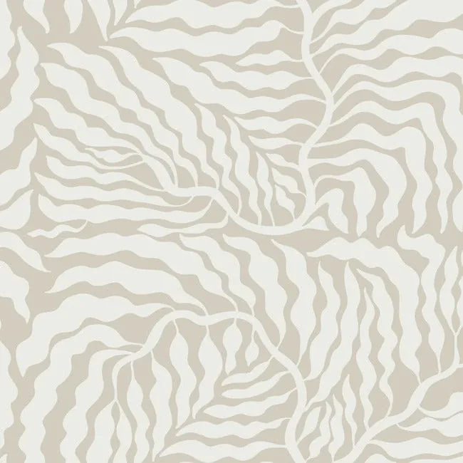 AG2063 | Fern Fronds Taupe & White Wallpaper