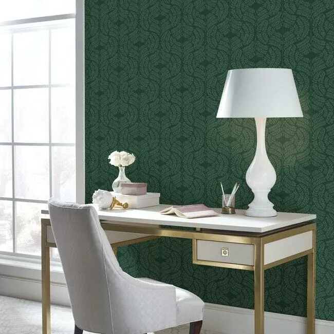 York Wallcoverings Fern Tile Dark Green Wallpaper - SKU TL1944