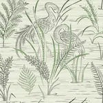 York Wallcoverings Fernwater Cranes Black & Green Wallpaper - SKU GR5952