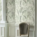 York Wallcoverings Fernwater Cranes Black & Green Wallpaper - SKU GR5952