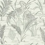 York Wallcoverings Fernwater Cranes Black & Grey Wallpaper - SKU GR5953