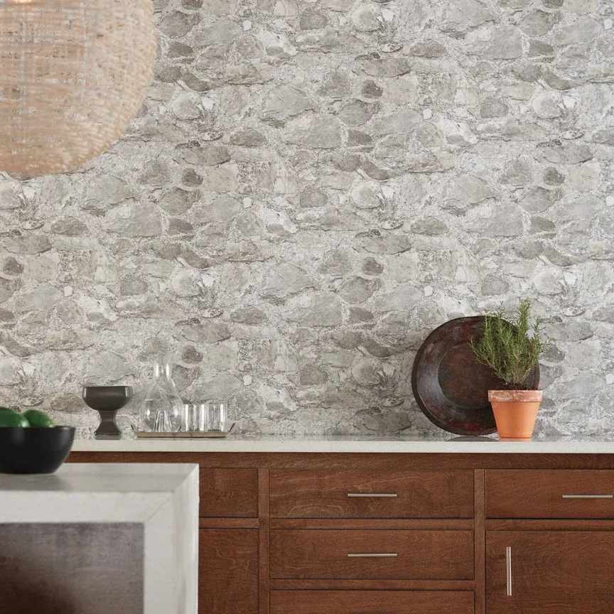 York Wallcoverings Field Stone Grey Wallpaper - SKU MN1802