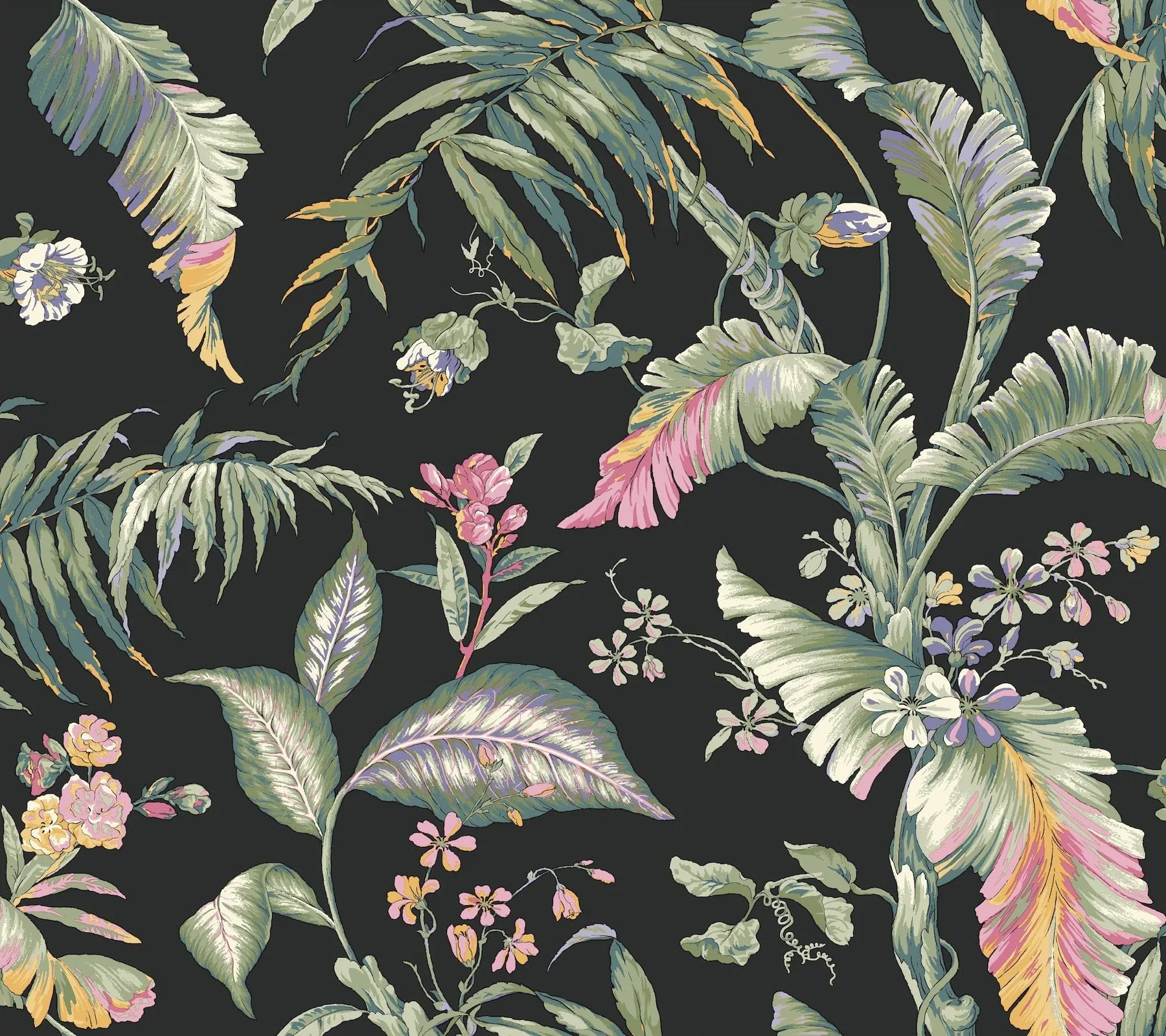 PSW1368RL | Fiji Garden Black Peel & Stick Wallpaper