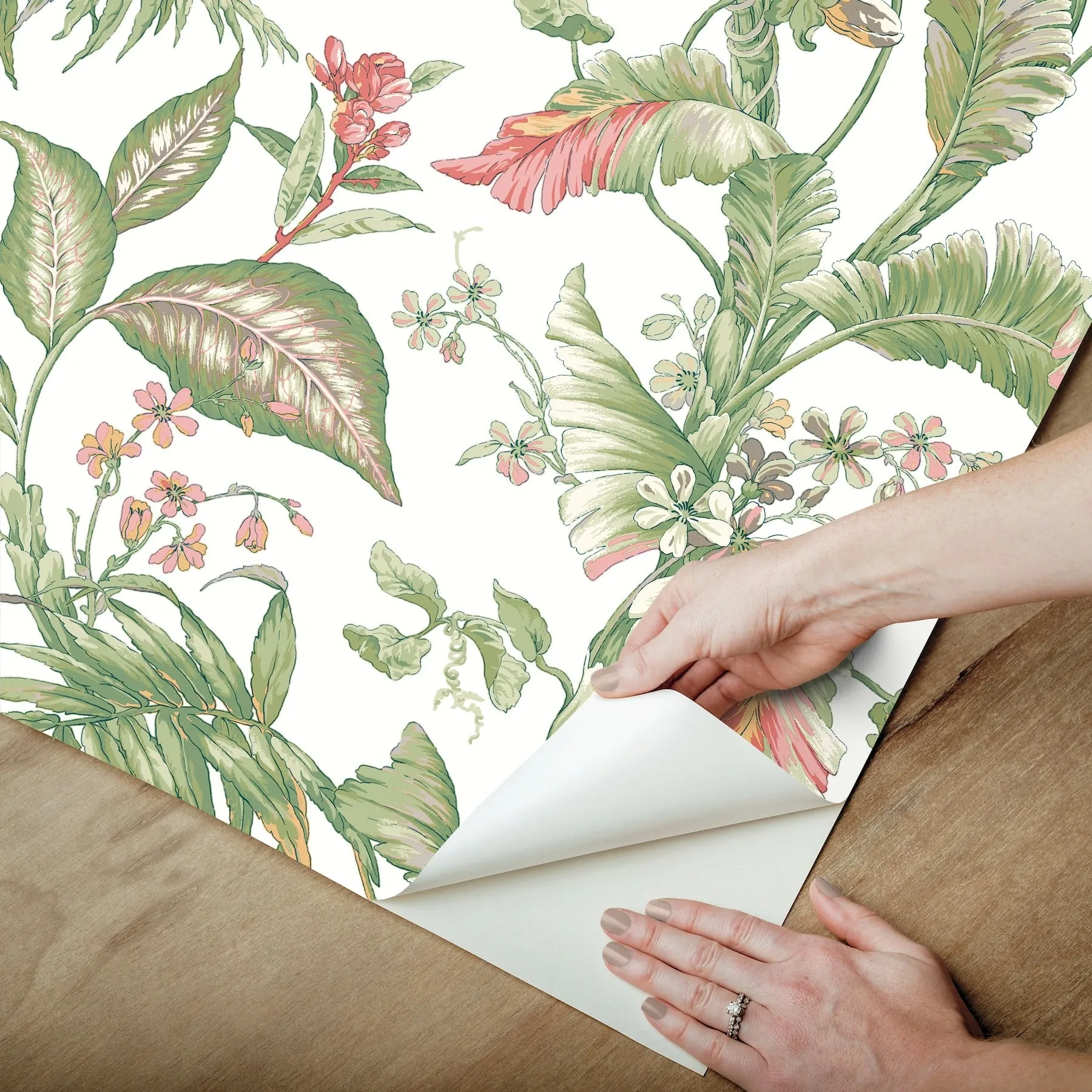 York Wallcoverings Fiji Garden Pink Peel & Stick Wallpaper - SKU PSW1369RL