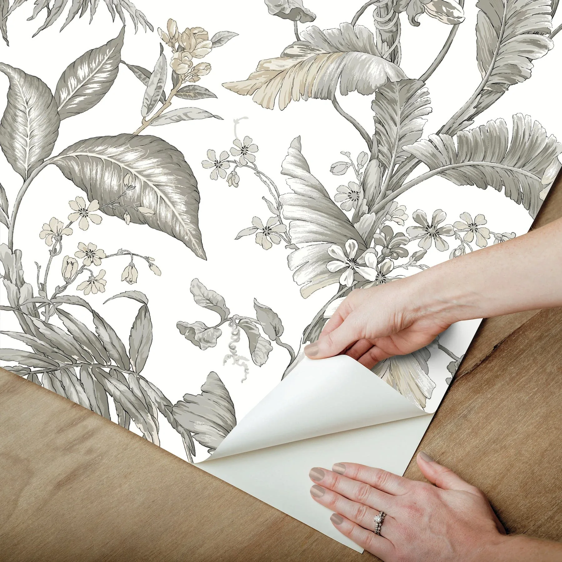 York Wallcoverings Fiji Garden White Peel & Stick Wallpaper - SKU PSW1371RL