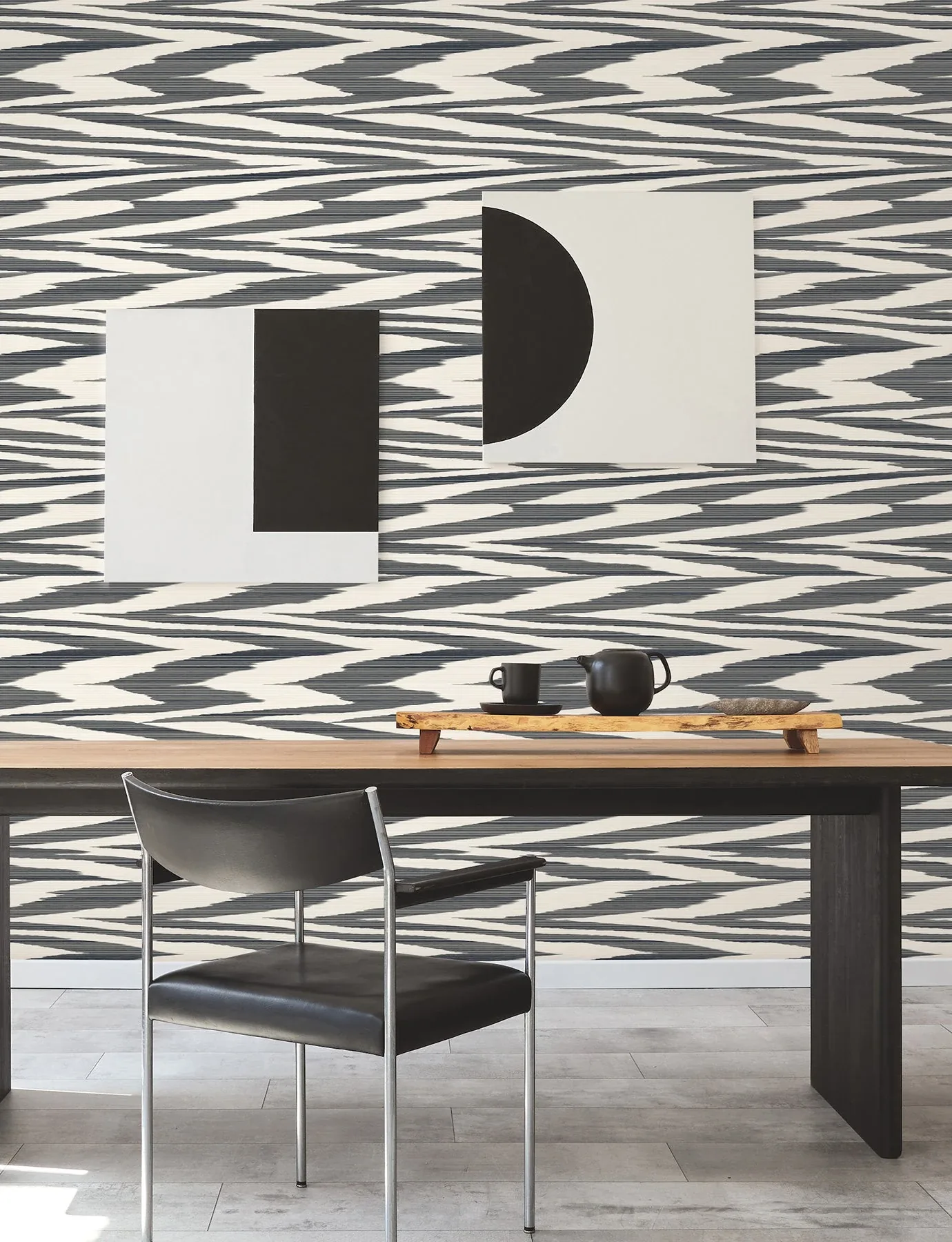 York Wallcoverings Flamed Zig Zag Black Peel & Stick Wallpaper - SKU PSW1645RL