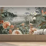 York Wallcoverings Floating Gardens Green Wall Mural - SKU MU0262M
