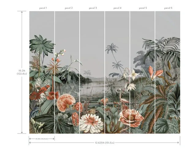York Wallcoverings Floating Gardens Grey Wall Mural - SKU MU0263M