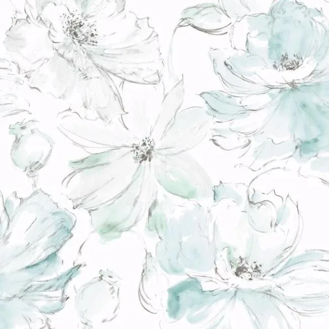 CL2517 | Floral Dreams Blue & Green Wallpaper