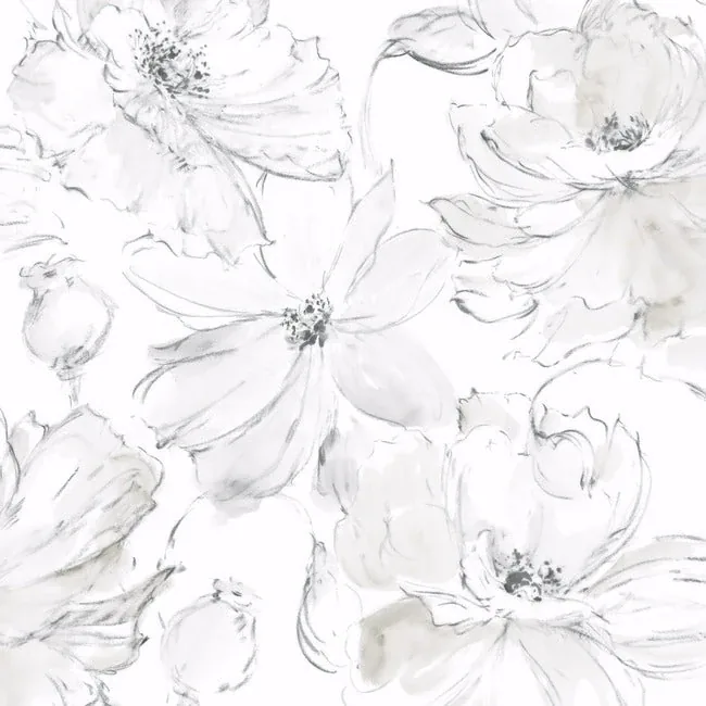 PSW1530RL | Floral Dreams Grey Peel & Stick Wallpaper