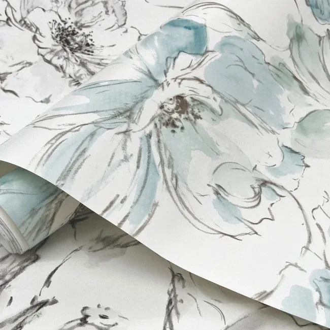 York Wallcoverings Floral Dreams Grey Peel & Stick Wallpaper - SKU PSW1530RL