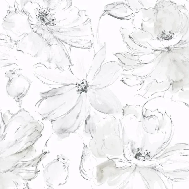 CL2520 | Floral Dreams Grey Wallpaper
