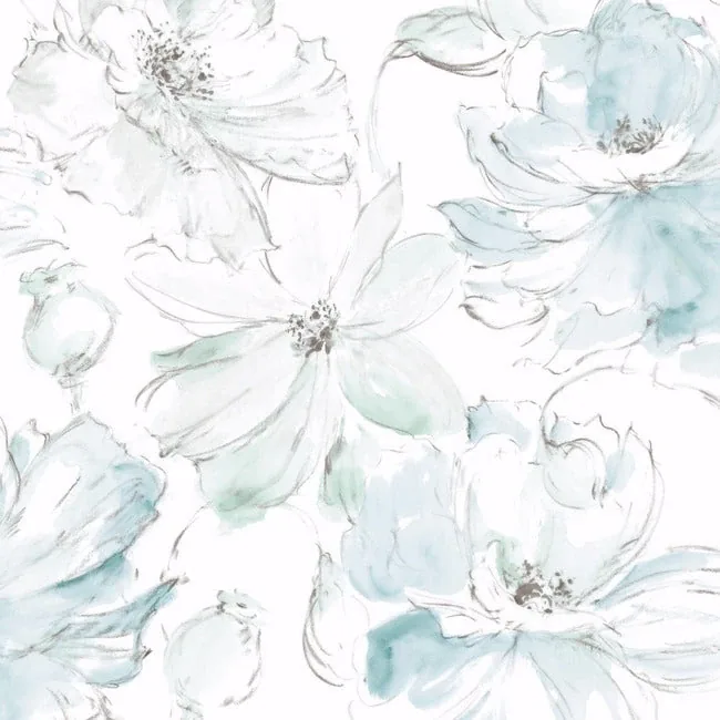 PSW1531RL | Floral Dreams Mineral Green Peel & Stick Wallpaper