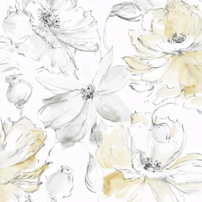 York Wallcoverings Floral Dreams Yellow Wallpaper - SKU CL2518
