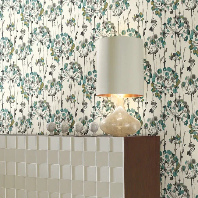 York Wallcoverings Flourish Turquoise Peel & Stick Wallpaper - SKU PSW1096RL