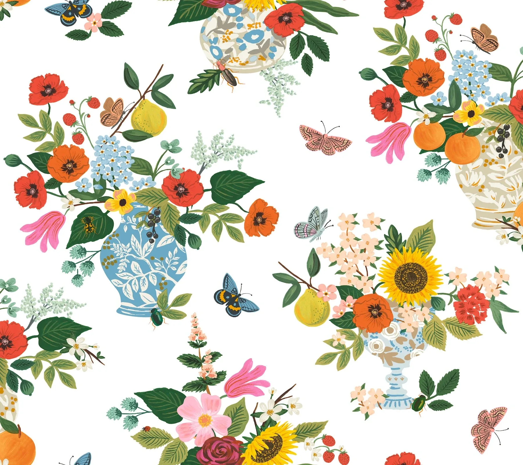 RF7402 | Flower Studies Bright Wallpaper