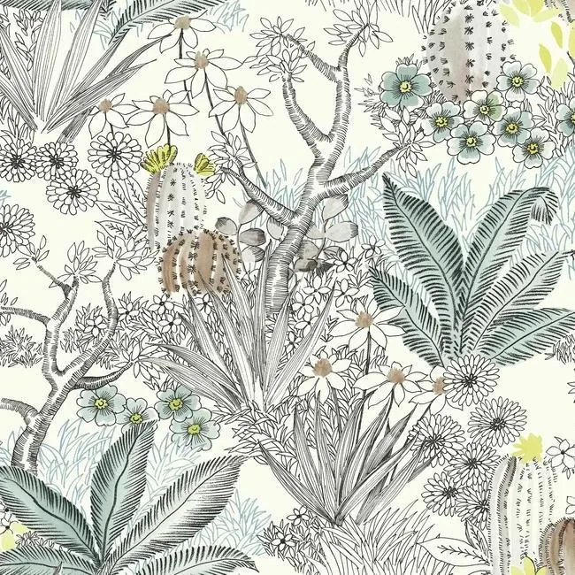 York Wallcoverings Flowering Desert Black Wallpaper - SKU ON1611
