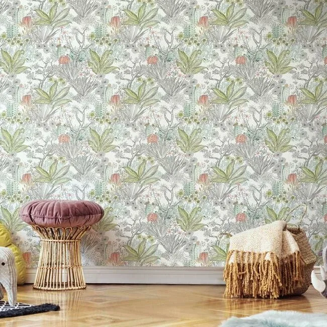 York Wallcoverings Flowering Desert Grey Peel & Stick Wallpaper - SKU PSW1213RL
