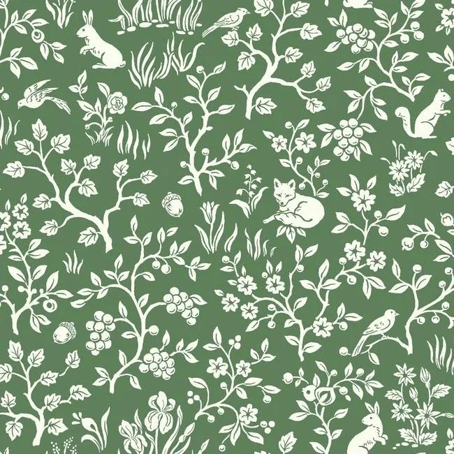 York Wallcoverings Fox & Hare Forest Green Wallpaper - SKU ME1573