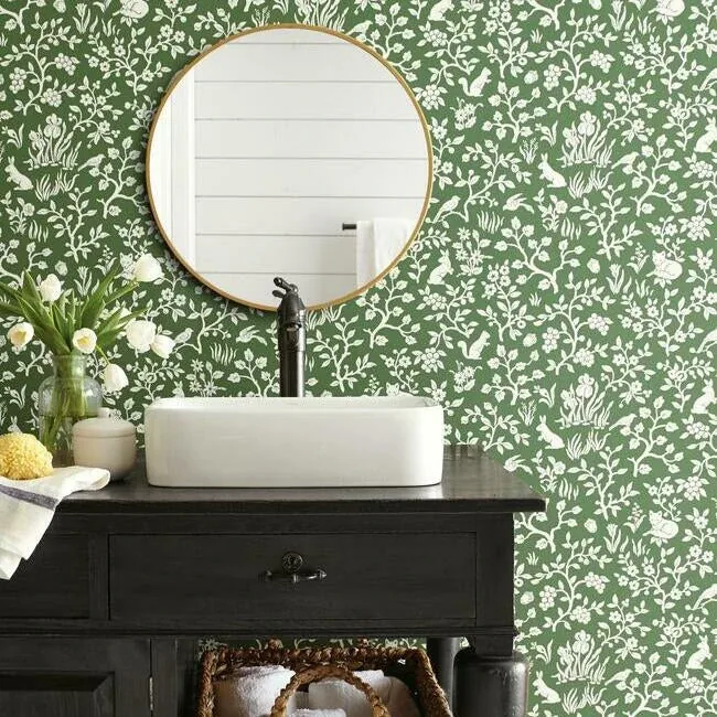 York Wallcoverings Fox & Hare Forest Green Wallpaper - SKU ME1573