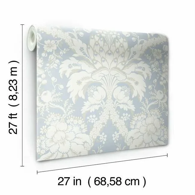 York Wallcoverings French Artichoke Dam Blue Wallpaper - SKU DM4955