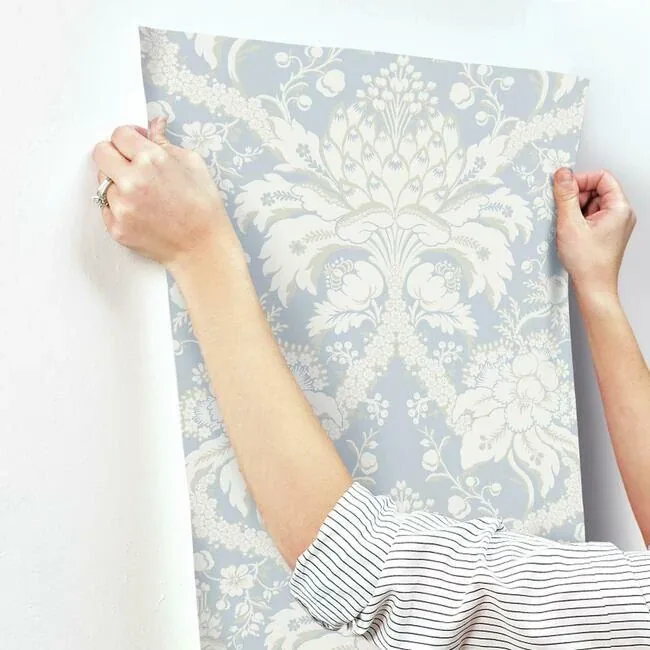York Wallcoverings French Artichoke Dam Blue Wallpaper - SKU DM4955