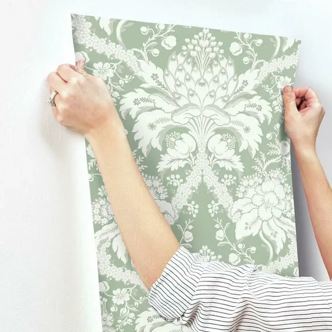 York Wallcoverings French Artichoke Dam Green Wallpaper - SKU DM4954
