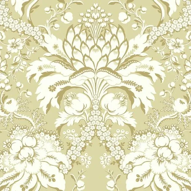 York Wallcoverings French Artichoke Dam Yellow Wallpaper - SKU DM4953
