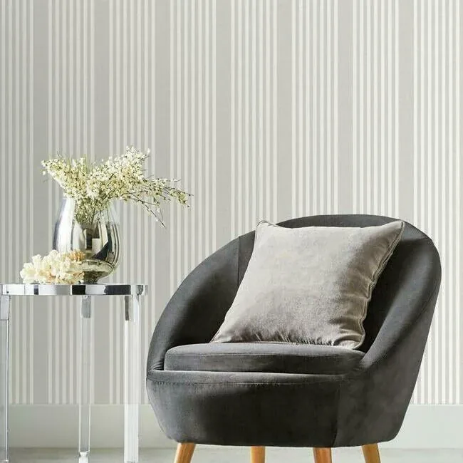 York Wallcoverings French Linen Stripe Grey Wallpaper - SKU SR1582
