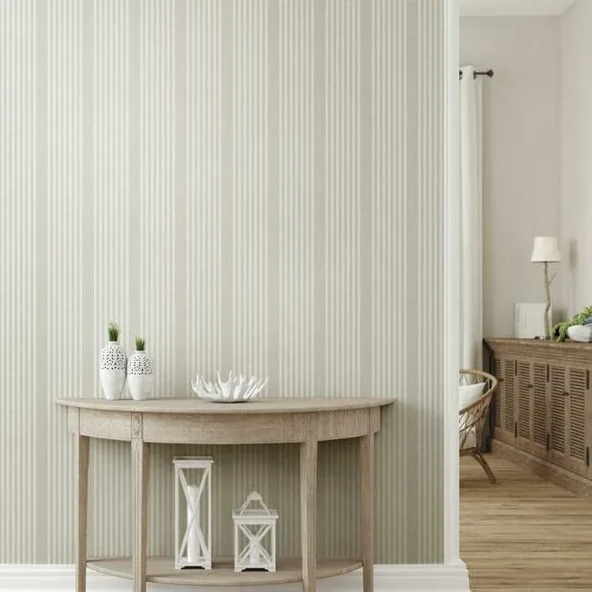 York Wallcoverings French Linen Stripe Off White Peel & Stick Wallpaper - SKU PSW1134RL